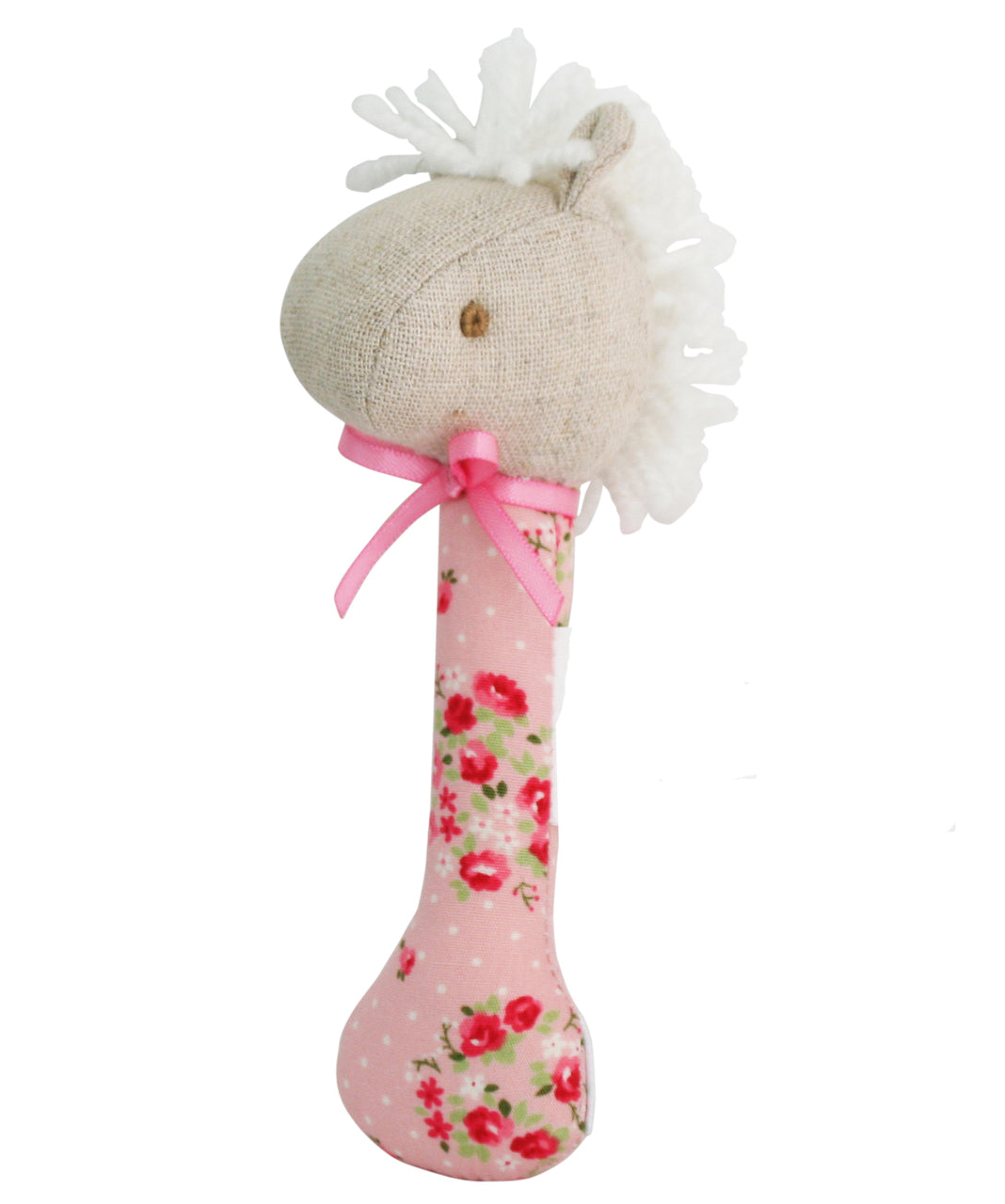 Horse Stick Rattle - Pink Floral Wreath