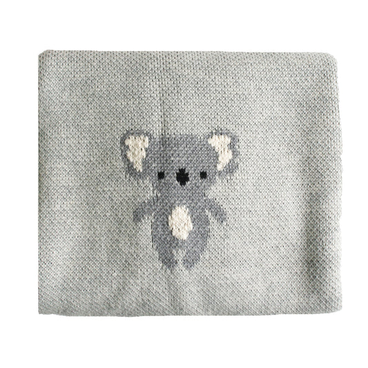Koala Organic Cotton Baby Blanket - Grey