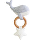 Whale Teether Rattle Squeaker - Grey