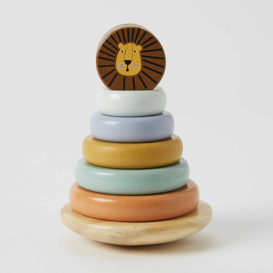 Wooden  Lion Tower Stacking Rings