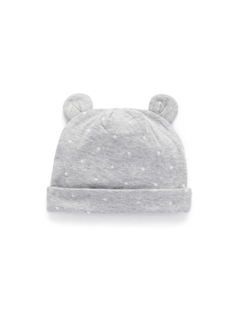 Purebaby Bear Beanie - Grey Mini Spot
