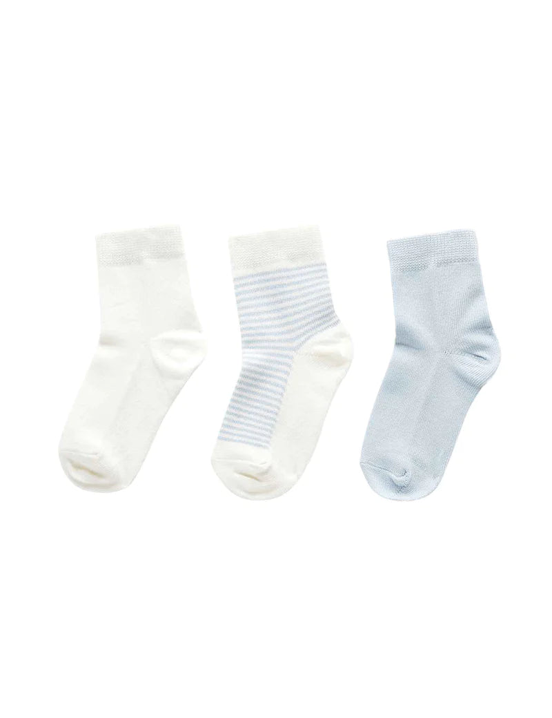 Purebaby 3 sock pack - Pale Blue