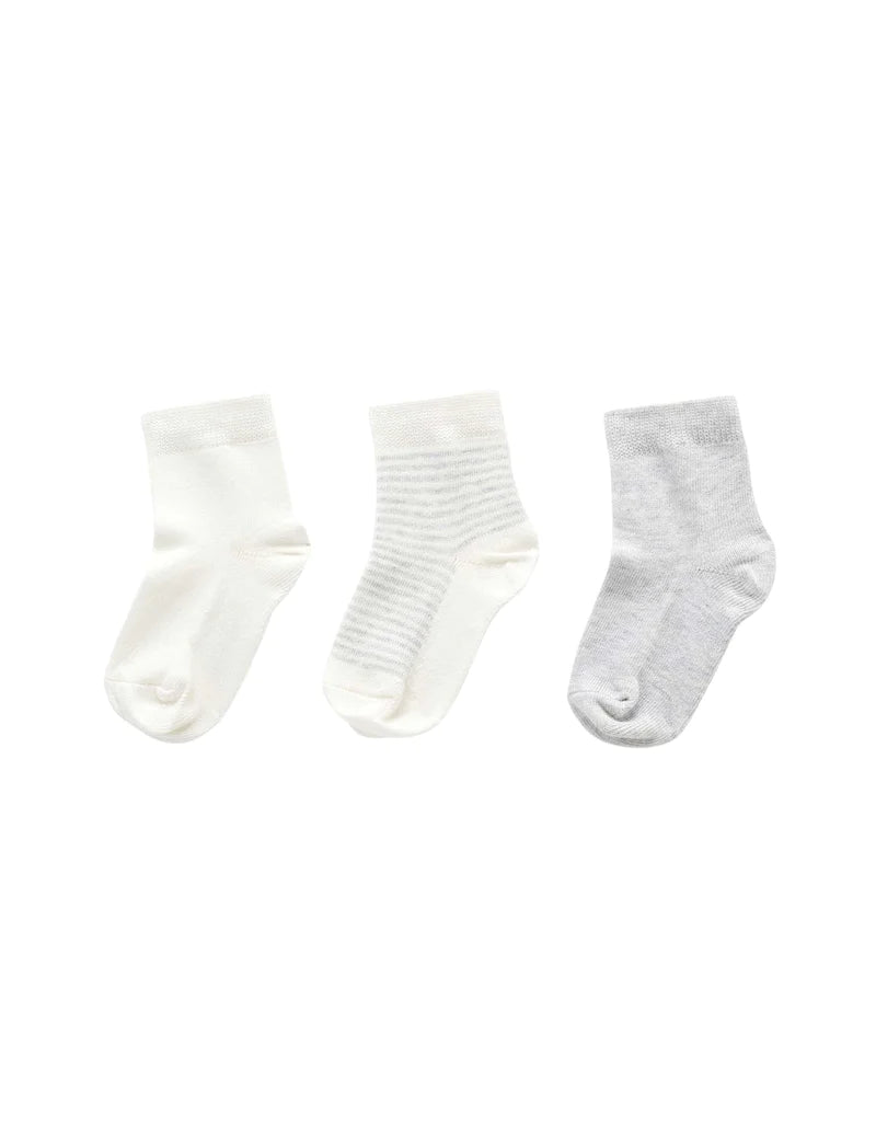 Purebaby 3 sock pack - Pale Grey