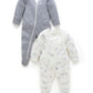 Purebaby 2 Pk Zip Growsuit - Vanilla Nautical