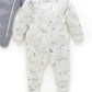 Purebaby 2 Pk Zip Growsuit - Vanilla Nautical