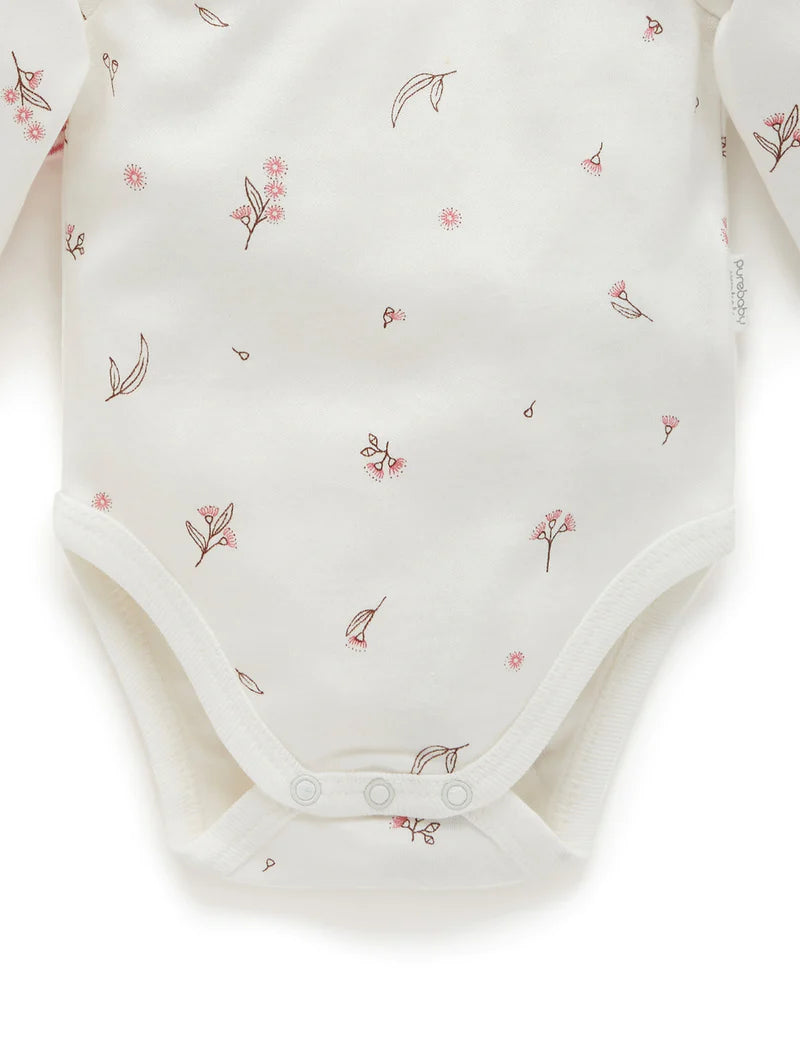 Purebaby Easy Neck L/S Bodysuit 2pk - Vanilla Blossom