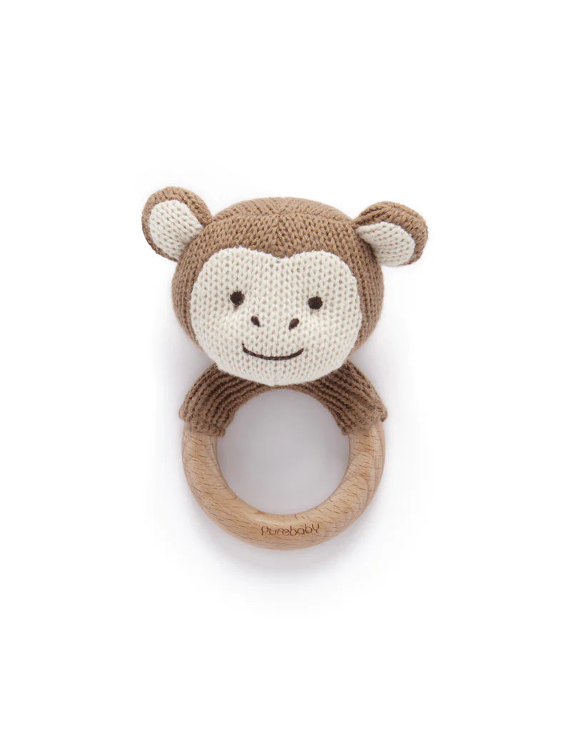 Purebaby Knitted Monkey Rattle