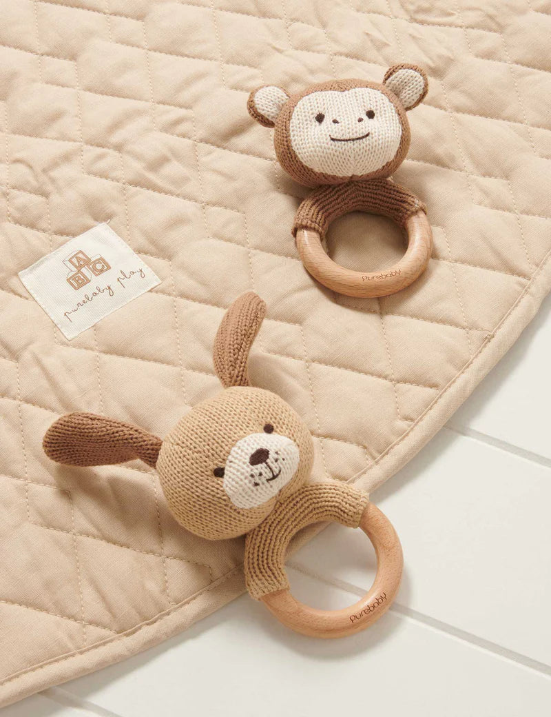 Purebaby Knitted Monkey Rattle
