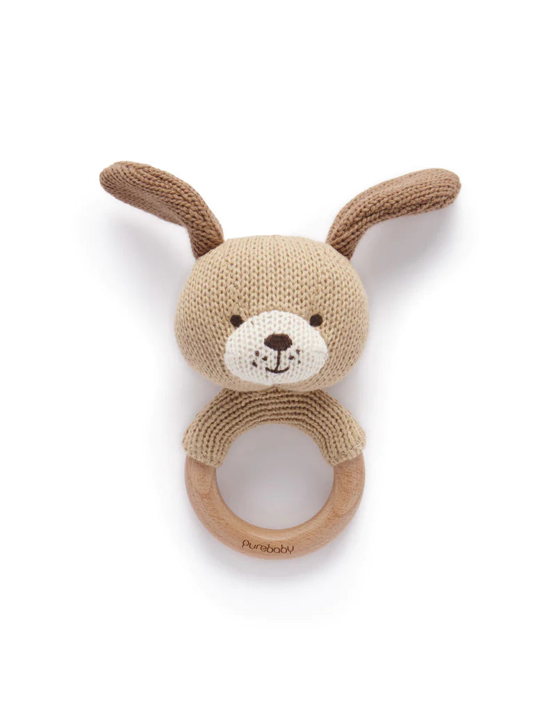 Purebaby Knitted Dog Rattle