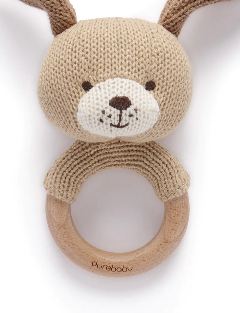 Purebaby Knitted Dog Rattle