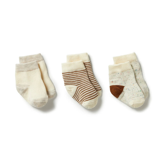 Organic 3 Pack Baby Socks - Nougat / Eggnog / Oatmeal