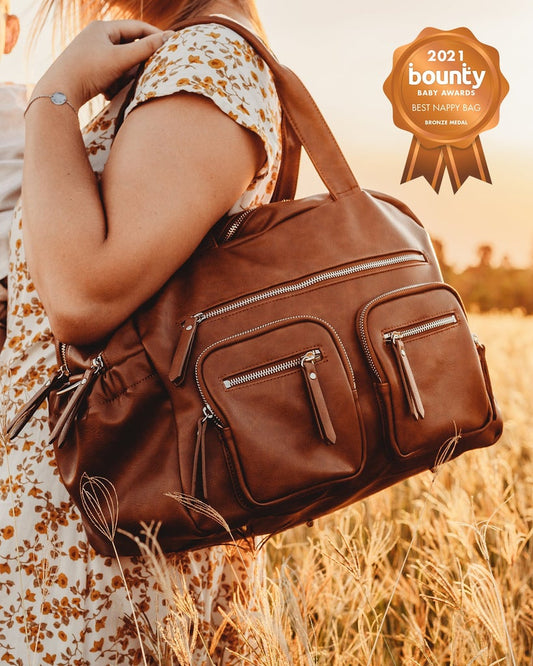 Vegan Leather Nappy Carry All - Tan