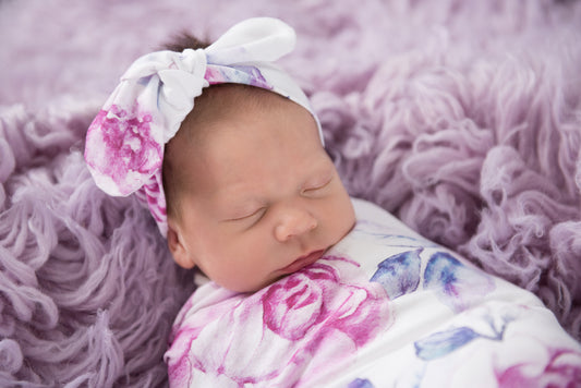 Snuggle Hunny - Lilac Skies Jersey Wrap and Topknot Set