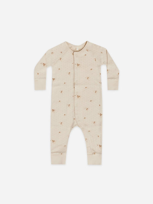 Quincy Mae Pointelle LS Romper - Ditsy Clay